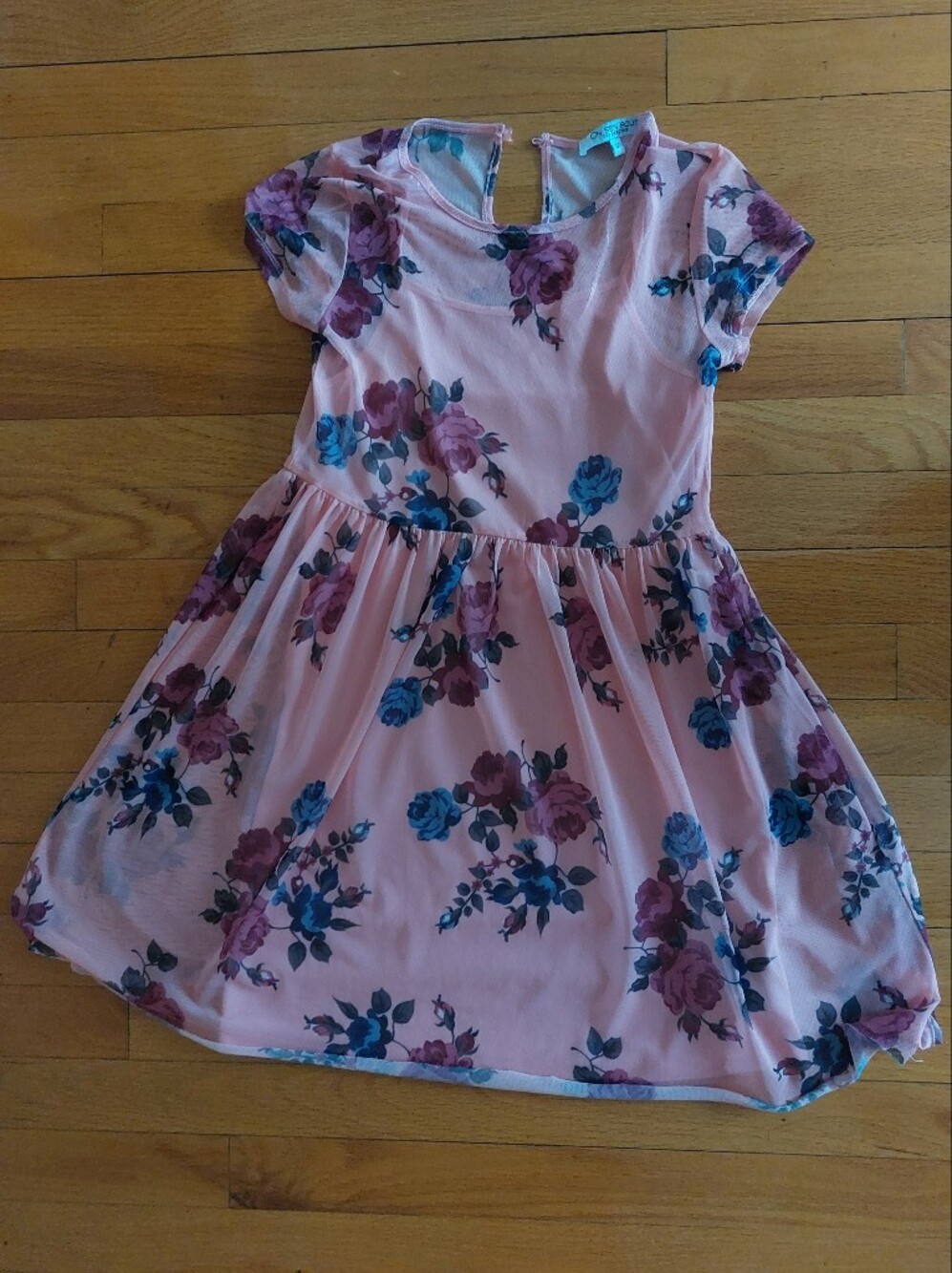 Girls' On S'en Fout Des Garcons Pink Floral Casual Dress